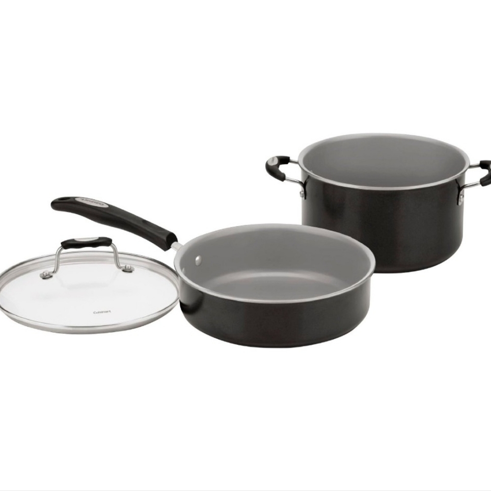 Cuisinart - Ceramic Nonstick 11 PC Cookware Set - Black